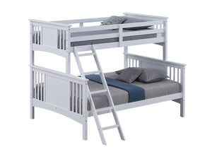 English Elm Modern Twin-Over-Full Bunk Bed with Angled Ladder, Solid Hardwood Frame and Patented Lock Joint White 81 L x 15 W x 4 H B2741S00293