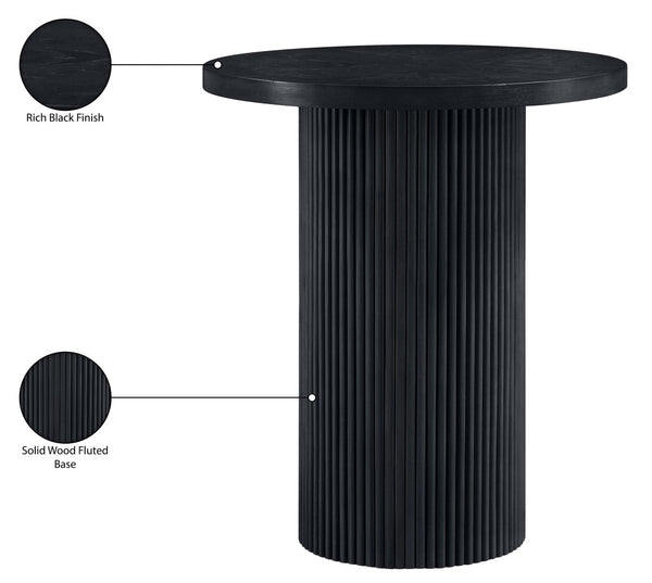 Meridian Furniture Belinda Sculptural Fluted Base Bar Height Table with Oak Veneer Top for Modern Dining Spaces Black 36 inches 755Black-T