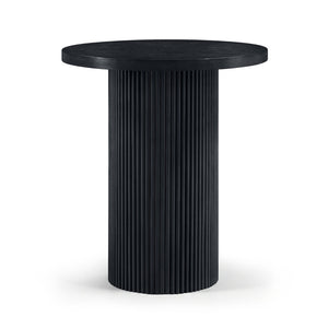 Meridian Furniture Belinda Sculptural Fluted Base Bar Height Table with Oak Veneer Top for Modern Dining Spaces Black 36 inches 755Black-T