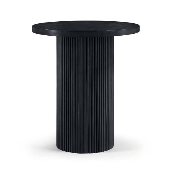 Meridian Furniture Belinda Sculptural Fluted Base Bar Height Table with Oak Veneer Top for Modern Dining Spaces Black 36 inches 755Black-T