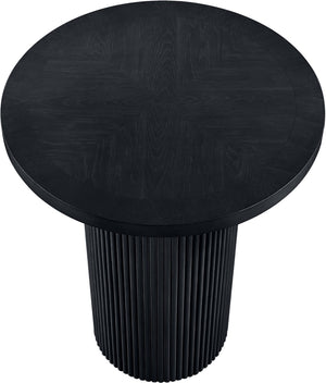 Meridian Furniture Belinda Sculptural Fluted Base Bar Height Table with Oak Veneer Top for Modern Dining Spaces Black 36 inches 755Black-T