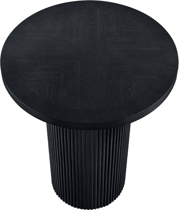 Meridian Furniture Belinda Sculptural Fluted Base Bar Height Table with Oak Veneer Top for Modern Dining Spaces Black 36 inches 755Black-T