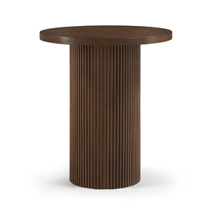 Meridian Furniture Belinda Sculptural Fluted Base Bar Height Table with Oak Veneer Top for Modern Dining Spaces Brown 36 inches 755Brown-T