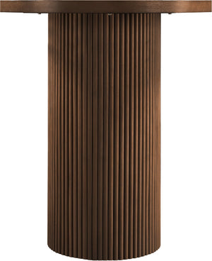 Meridian Furniture Belinda Sculptural Fluted Base Bar Height Table with Oak Veneer Top for Modern Dining Spaces Brown 36 inches 755Brown-T