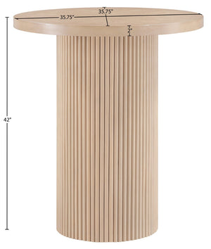 Meridian Furniture Belinda Sculptural Fluted Base Bar Height Table with Oak Veneer Top for Modern Dining Spaces Natural 36 inches 755Oak-T