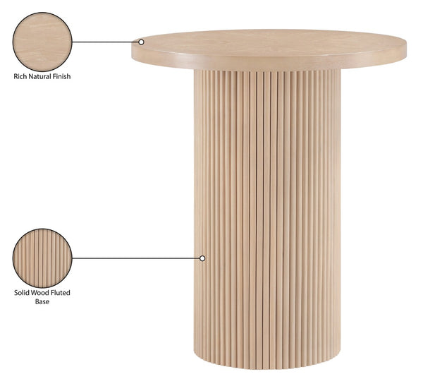 Meridian Furniture Belinda Sculptural Fluted Base Bar Height Table with Oak Veneer Top for Modern Dining Spaces Natural 36 inches 755Oak-T