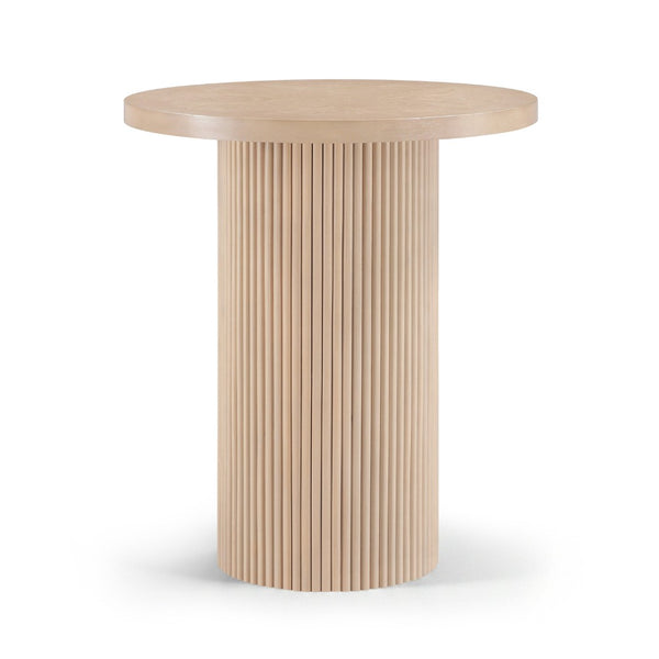 Meridian Furniture Belinda Sculptural Fluted Base Bar Height Table with Oak Veneer Top for Modern Dining Spaces Natural 36 inches 755Oak-T