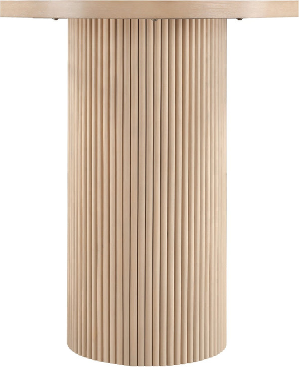 Meridian Furniture Belinda Sculptural Fluted Base Bar Height Table with Oak Veneer Top for Modern Dining Spaces Natural 36 inches 755Oak-T