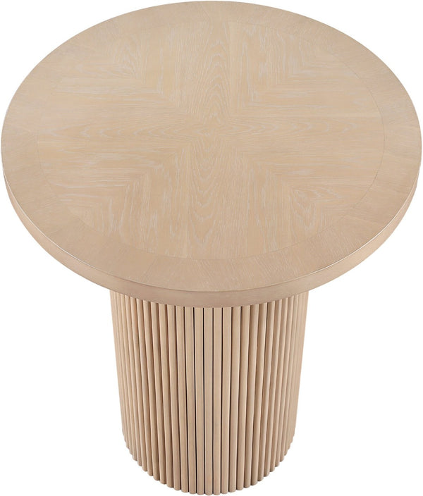 Meridian Furniture Belinda Sculptural Fluted Base Bar Height Table with Oak Veneer Top for Modern Dining Spaces Natural 36 inches 755Oak-T
