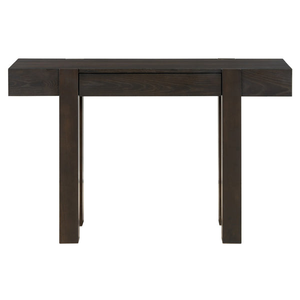 English Elm Trexm Ash Veneer Entryway Console Table Built in Power Outlet Drawer Rubberwood Espresso N715P361518P