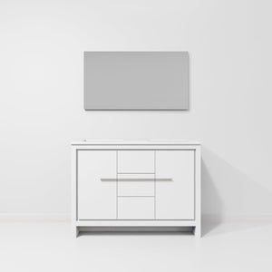 English Elm White Double Bath Vanity With 43 In. Mirror, Elegant White Quartz Top, And Ample Storage Solutions B2731S01492-GIGA