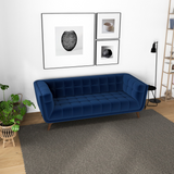 English Elm Ashcroft Furniture - Addison Sofa (Large - Dark Blue Boucle With Metal Feet)