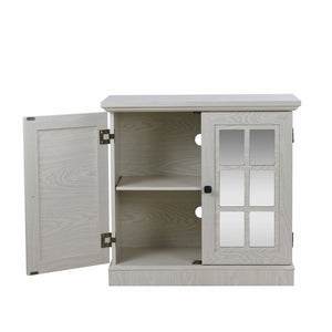 English Elm Storage Sideboard with Mirrored Acrylic Doors and Wood Grain Mdf Finish for Compact Rooms White W2899P372747