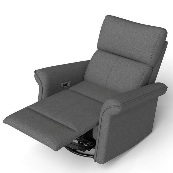 English Elm 270° Swivel Power Recliner Velvet Glider Rocker with Usb Ports for Living Room W1028S00057