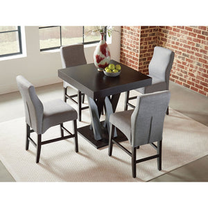 English Elm Camille Grey Upholstered Counter Chair with Ergonomic Curved Back, Plush Foam Seating, Cappuccino Legs B062P333414