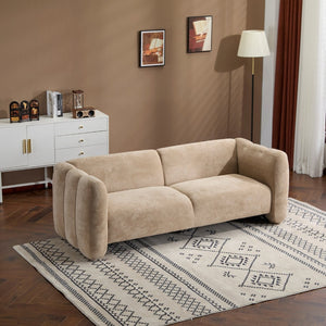 English Elm Tonson Wave Silhouette Boucle Three Seater Sofa Sculptural Modern Living Room Seating Camel N773IS00030T