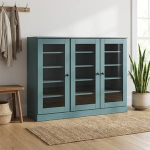Aqua Solid Wood Shoe Storage Cabinet Entryway Organizer with Sturdy Crafted Frame