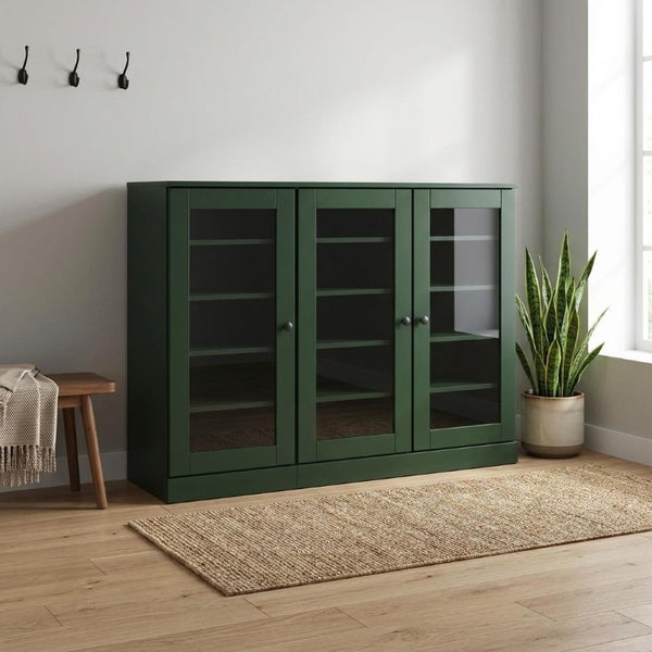 Green Solid Wood Shoe Storage Cabinet Entryway Organizer with Sturdy Shelving