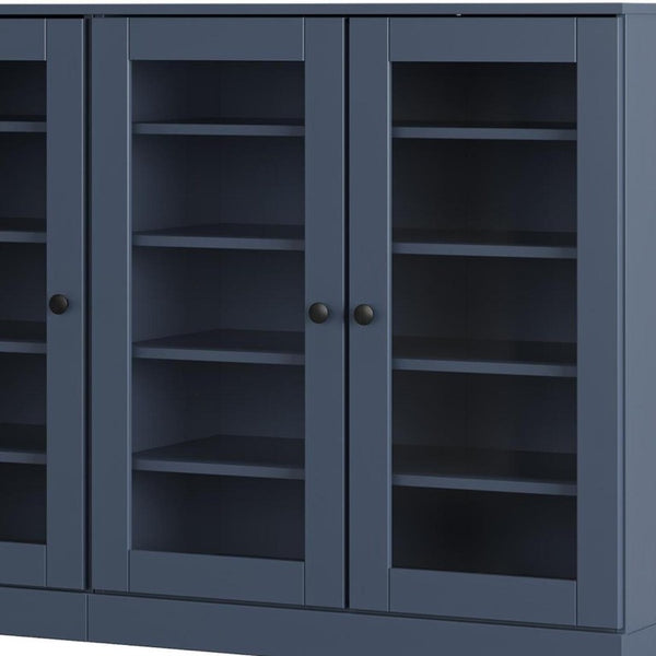 French Blue Solid Wood Entryway Shoe Cabinet with Organized Stylish Storage Space