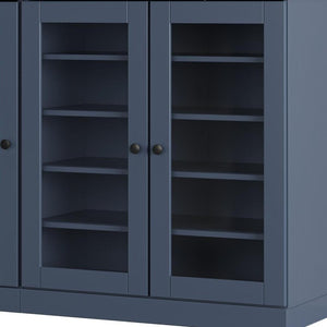 French Blue Solid Wood Entryway Shoe Cabinet with Organized Stylish Storage Space