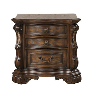 English Elm Traditional Dark Brown Nightstand Oak Veneer Dovetail Drawers Usb Charging Bedroom B2741P435896