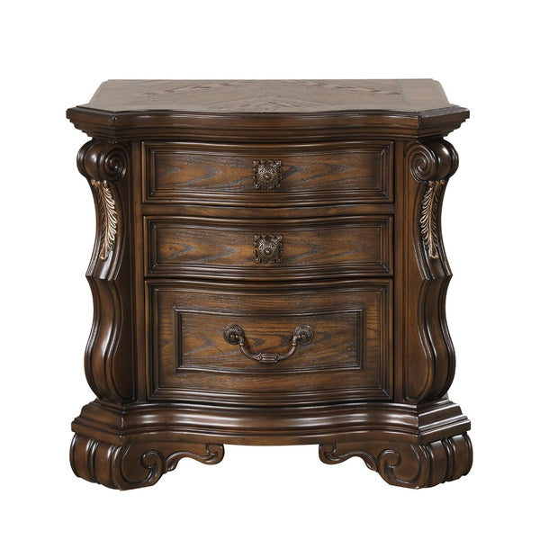 English Elm Traditional Dark Brown Nightstand Oak Veneer Dovetail Drawers Usb Charging Bedroom B2741P435896