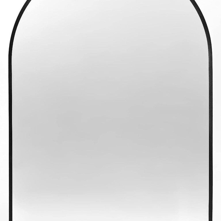 HomeRoots 36 Inch Black Aluminum Arch Wall Mirror Elegant Vanity Accent for Modern Bathrooms 756074