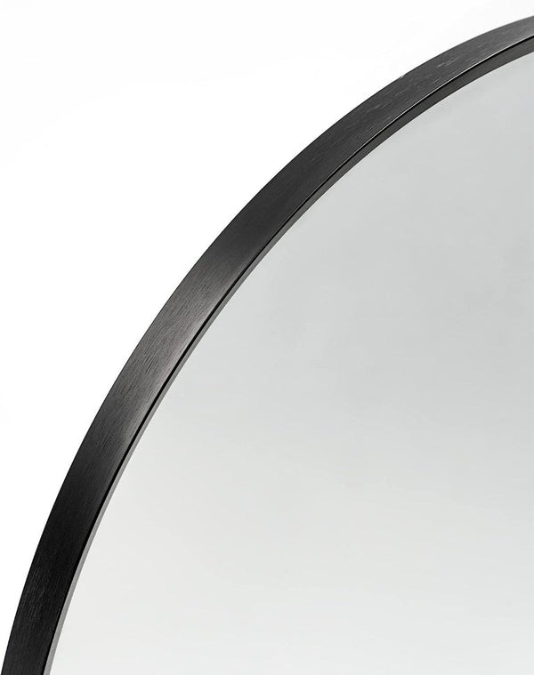 36 Inch Black Aluminum Arch Wall Mirror Elegant Vanity Accent for Modern Bathrooms