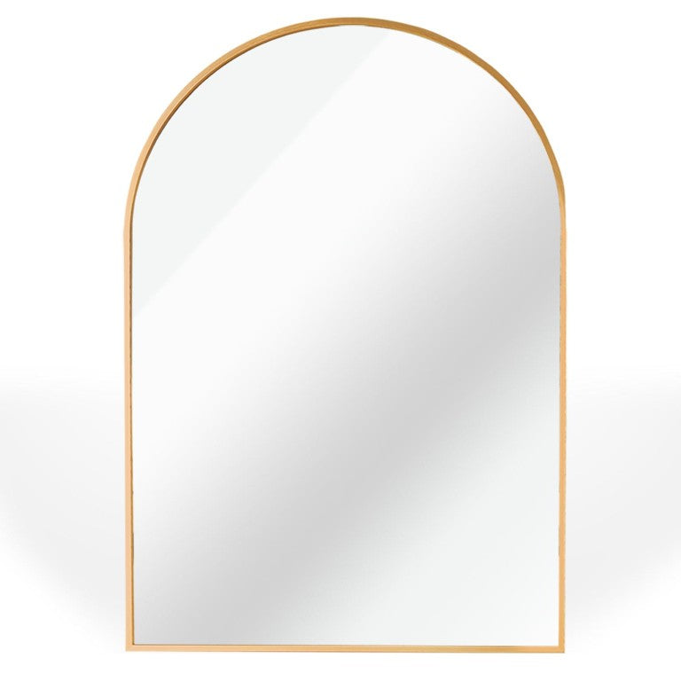 HomeRoots 36 Inch Gold Aluminum Arch Mirror Elegant Vanity Wall Accent for Bathroom Decor 756075