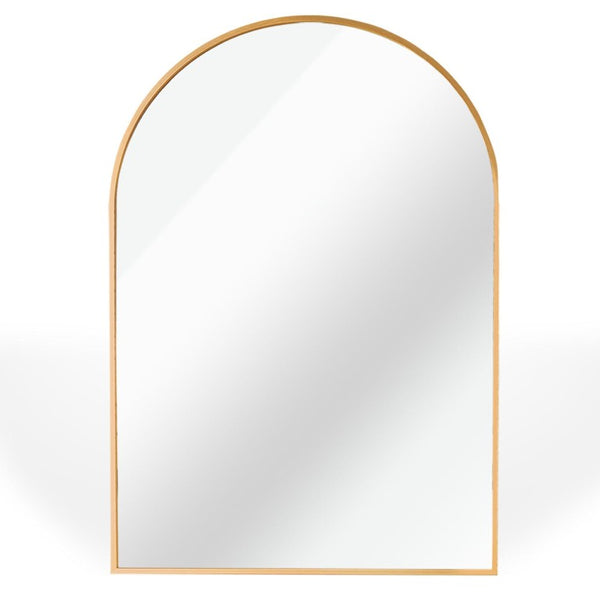 HomeRoots 36 Inch Gold Aluminum Arch Mirror Elegant Vanity Wall Accent for Bathroom Decor 756075