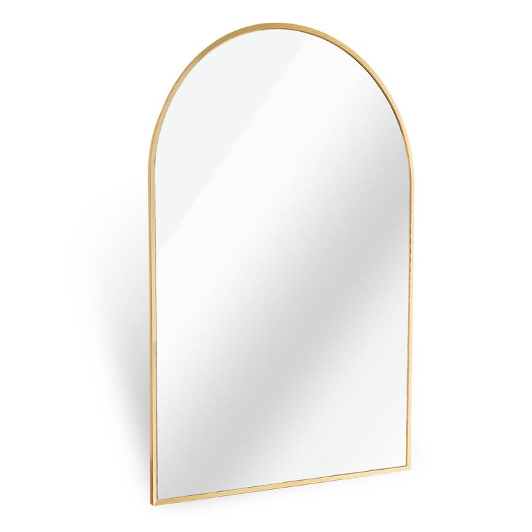 HomeRoots 36 Inch Gold Aluminum Arch Mirror Elegant Vanity Wall Accent for Bathroom Decor 756075