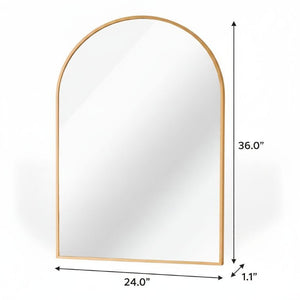 36 Inch Gold Aluminum Arch Mirror Elegant Vanity Wall Accent for Bathroom Decor