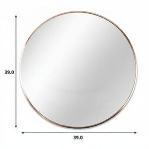 39 Inch Round Aluminum Framed Bathroom Vanity Mirror for Modern and Glam Wall Decor Accent