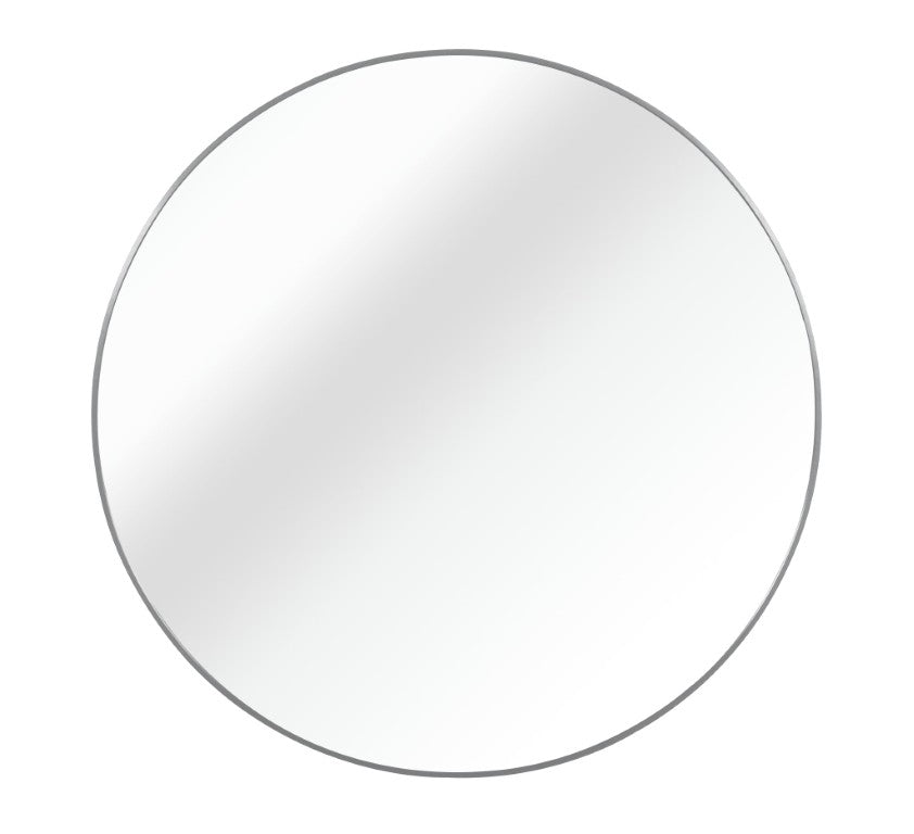 HomeRoots 42 Inch Round Aluminum Vanity Mirror with Silver Frame for Modern Bathroom Decor 756078