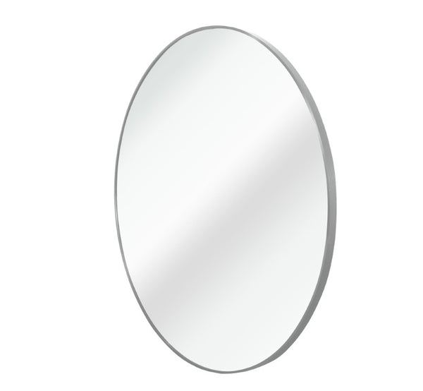 42 Inch Round Aluminum Vanity Mirror with Silver Frame for Modern Bathroom Decor