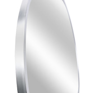 42 Inch Round Aluminum Vanity Mirror with Silver Frame for Modern Bathroom Decor