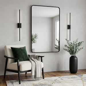 40 Inch Aluminum Frame Rectangle Vanity Wall Mirror Elegant Bathroom Accent and Decor