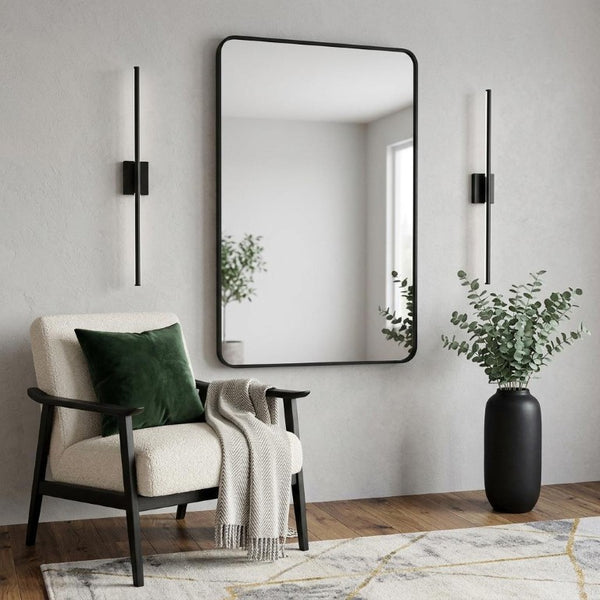 40 Inch Aluminum Frame Rectangle Vanity Wall Mirror Elegant Bathroom Accent and Decor
