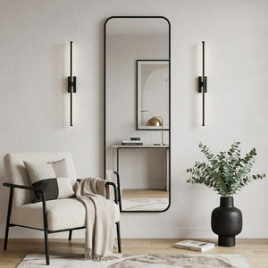 47 Inch Black Aluminum Framed Full Length Mirror Wall or Door Hanging Bedroom