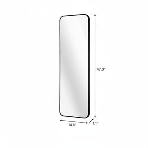 47 Inch Black Aluminum Framed Full Length Mirror Wall or Door Hanging Bedroom