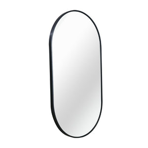 28 Inch Oval Wall Mirror with Aluminum Frame for Entryway Bedroom or Modern Living Spaces