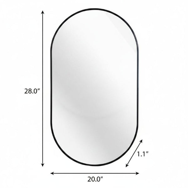28 Inch Oval Wall Mirror with Aluminum Frame for Entryway Bedroom or Modern Living Spaces