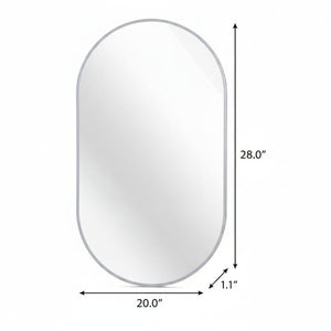 28 Inch Oval Wall Mirror with Aluminum Frame for Entryway Bedroom or Modern Living Spaces
