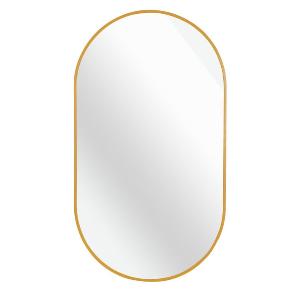 28 Inch Oval Wall Mirror with Aluminum Frame for Entryway Bedroom or Modern Living Spaces