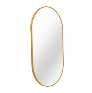 28 Inch Oval Wall Mirror with Aluminum Frame for Entryway Bedroom or Modern Living Spaces