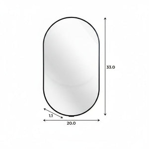 33 Inch Oval Aluminum Framed Wall Mirror Glam Accent Piece for Entryway Bath or Living Room