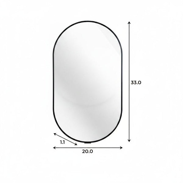 33 Inch Oval Aluminum Framed Wall Mirror Glam Accent Piece for Entryway Bath or Living Room