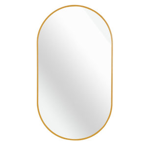 33 Inch Oval Aluminum Framed Wall Mirror Glam Accent Piece for Entryway Bath or Living Room