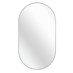 33 Inch Oval Aluminum Framed Wall Mirror Glam Accent Piece for Entryway Bath or Living Room