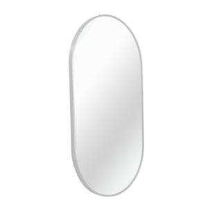 33 Inch Oval Aluminum Framed Wall Mirror Glam Accent Piece for Entryway Bath or Living Room